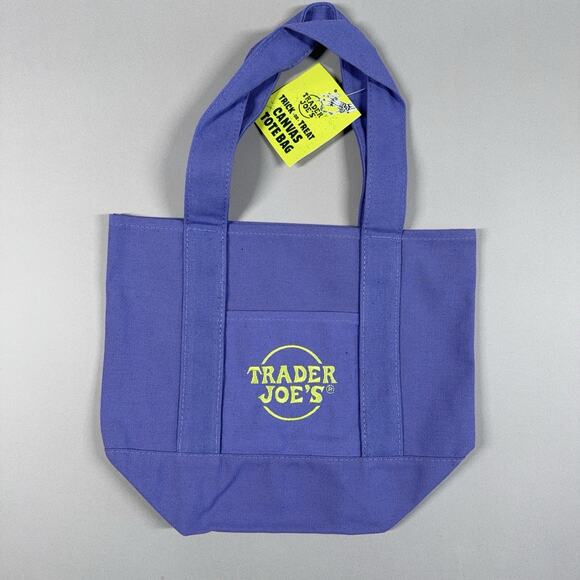 Trader Joe's Mini Halloween Purple Canvas Tote Bag - SHIPS TODAY 🎃 - Picture 1 of 10